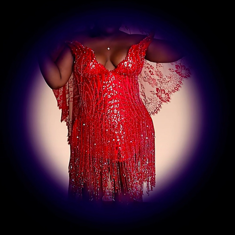 Beaded Red Evening Dress